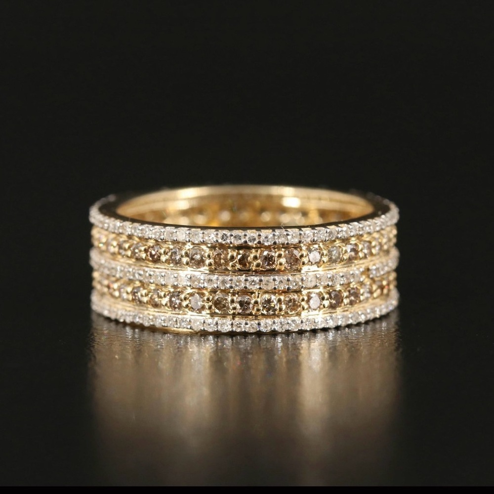 14K Yellow Gold 1.50 CTW Fancy Yellow Natural Multi-Row Diamond Ring